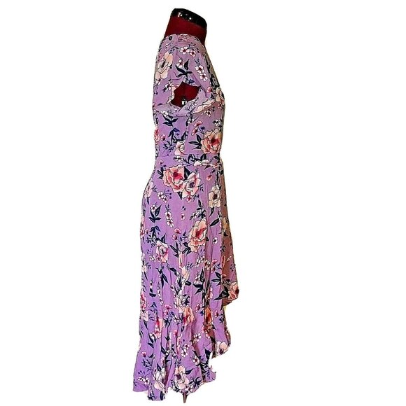 Xhilaration Dress Multicolor Women Size XS Faux Wrap High Low Hem Floral - Picture 2 of 6